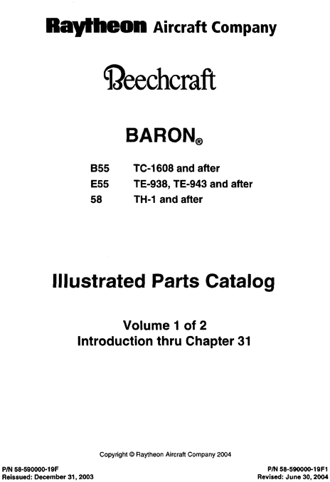Product picture Beechcraft Baron B55 E55 58 Illustrated Parts Catalog 