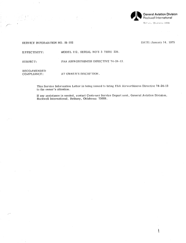 Product picture Aero Commander 112 Airworthiness Directives